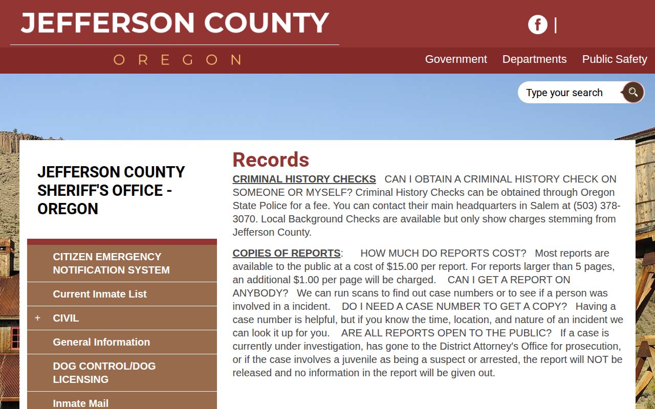 Jefferson County released mugshot records request information
